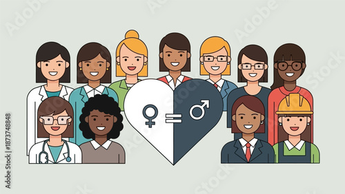 Diverse group of women in various professions advocating for gender equality and empowerment.
