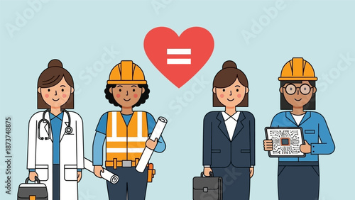 Diverse women in various professions advocating for gender equality and empowerment.