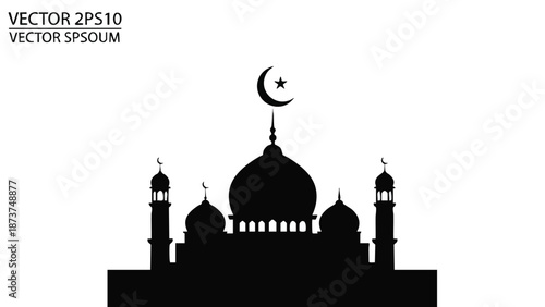 Ramadan Kareem background featuring a mosque silhouette with crescent moon, suitable for Islamic holiday celebrations and decorations.