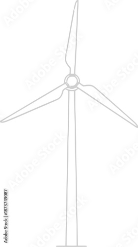 Isolated white background features a metal wind turbine generator blade set, providing clean renewable energy and alternative electric power technology for a green environmental ecology industry
