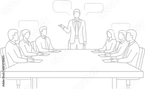 A professional business team conducts a collaborative meeting within a modern office setting to discuss corporate strategy