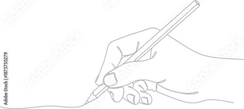 Vector illustration of a woman silhouette hand holding a black pencil to draw a sketch of a cartoon airplane design