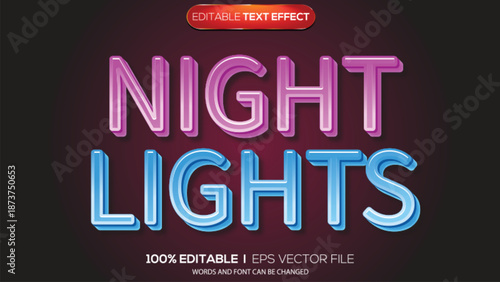 3d text effect night light theme