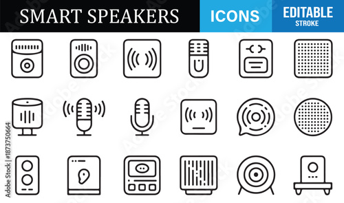 Voice controlled smart speaker icon collection