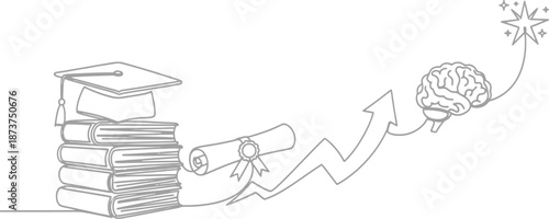 Hand-drawn business growth chart on a blackboard featuring a 3d financial arrow illustration moving up to symbolize market success and stock sales statistics