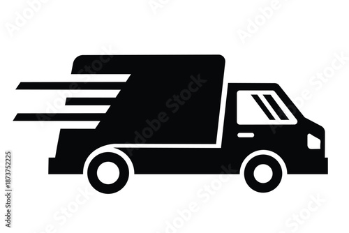 A professional vector illustration of a delivery truck icon representing cargo transport and logistics services for shipping freight via a heavy commercial vehicle or trailer in the transportation ind