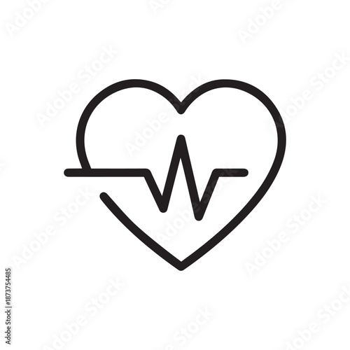 Heart and pulse, linear style icon. cardiovascular health. Editable stroke width
