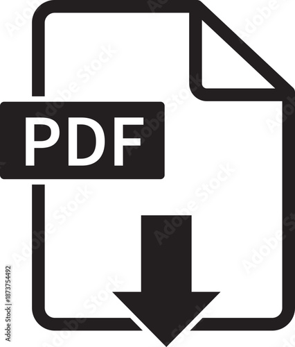 PDF file format icon.PDF file download icon flat trendy vector illustration isolated .File format extensions. doc, xls, ppt, pdf file format document icons.PDF document icon with download arrow.