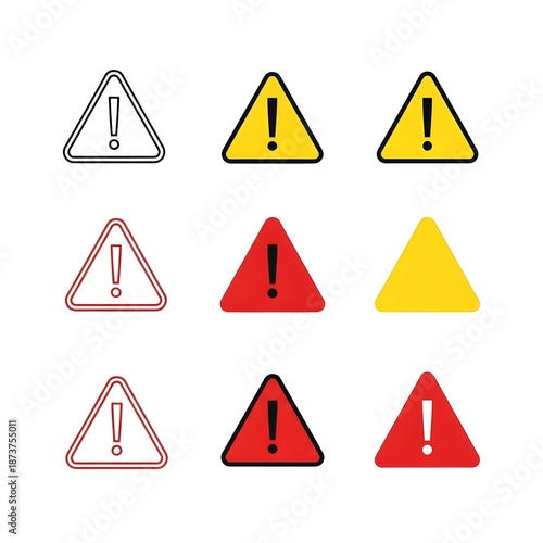 Free Download Exclamation Mark Warning Triangle Signs Set. Danger and Alert Symbols Collection. - GFXLoad