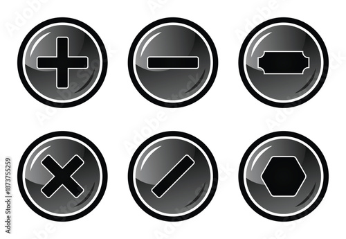 Screw head types, black icons showing different screw head styles for mechanical projects