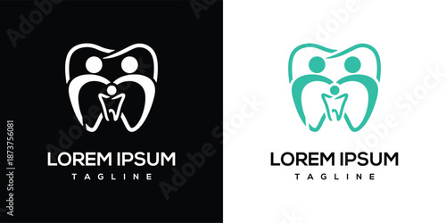 Tooth Logo Design Template with Placeholder Text on Contrasting Backgrounds