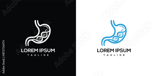 Stomach illustration design concept with minimalist style on black and white background