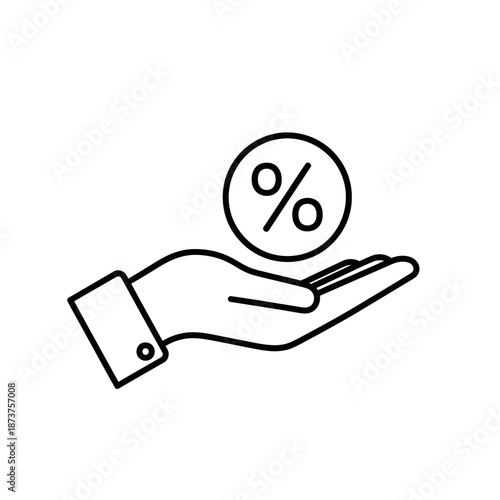 Discount Offer Icon – Percentage Savings Symbol in Hand for Finance, Sales & Marketing Design