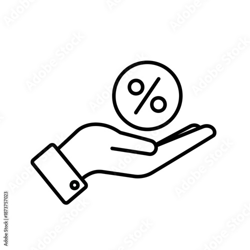 Discount Offer Icon – Percentage Savings Symbol in Hand for Finance, Sales & Marketing Design