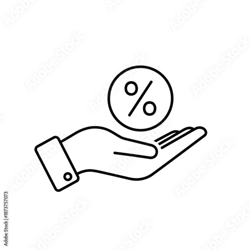 Discount Offer Icon – Percentage Savings Symbol in Hand for Finance, Sales & Marketing Design