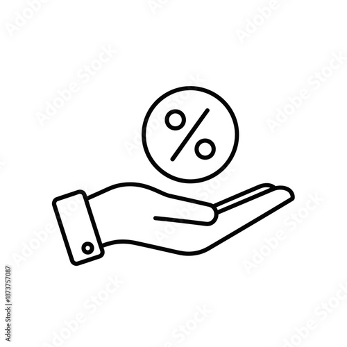 Discount Offer Icon – Percentage Savings Symbol in Hand for Finance, Sales & Marketing Design