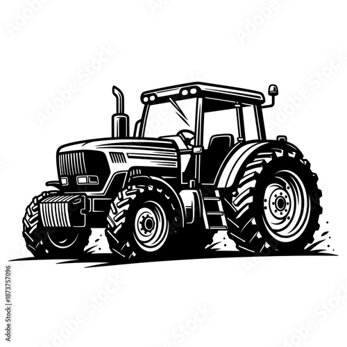 Farm Tractor Icon – Agricultural Machinery Silhouette for Farming, Rural & Equipment Design