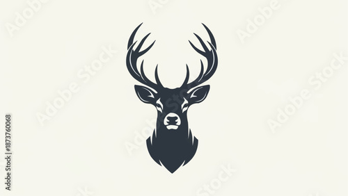 Majestic Stag Head Silhouette Emblem.