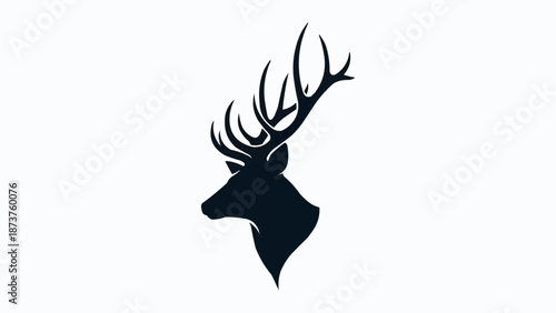 Majestic Stag Head Silhouette Elegant Wildlife Symbol.