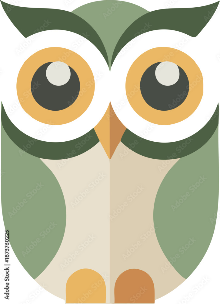 Obraz premium Minimalist Geometric Flat Vector Owl Logo in Earth Tones
