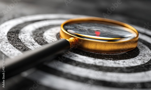 Detailed Magnifying Glass Over Target Concept for Focus and Achievement