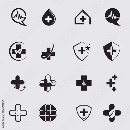 set of medical health logo vector icon