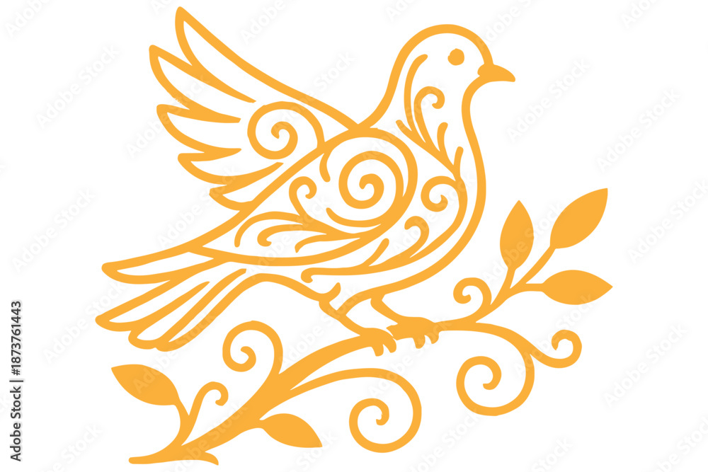 Obraz premium vector illustration of a bird, Floral Dove Illustration – Ornate Bird Vector Design