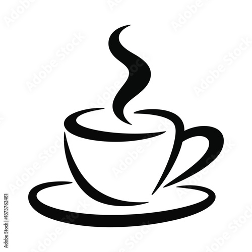 Coffee cup icon with steam illustration for caffeine beverage hot drink concept morning energy aroma flavor breakfast time refreshment relaxation simple design