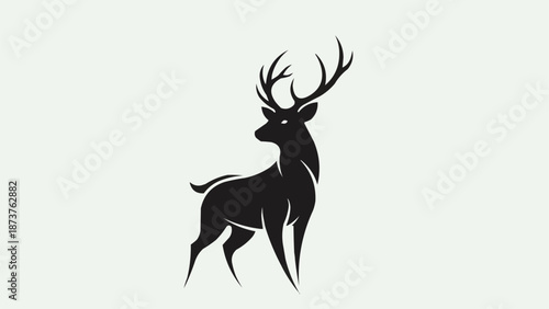 Majestic Stag Silhouette with Antlers.
