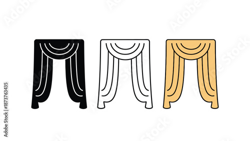 A graphic illustration of three draped capitals in different colors