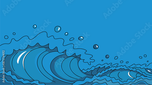 Powerful ocean wave crashing