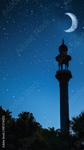 Mosque sunset sky, moon, holy night, islamic night and silhouette mosque, islamic wallpaper