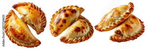 Wallpaper Mural Argentina and Uruguay empanadas stacked in a pyramid, golden baked crust, meat and potato filling, isolated on white background Torontodigital.ca