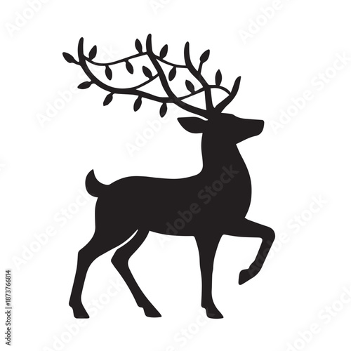 Christmas lights deer silhouette, ideal for joyful festive vector illustrations.