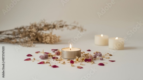 Wallpaper Mural Calming candle centerpiece with dried flowers Torontodigital.ca