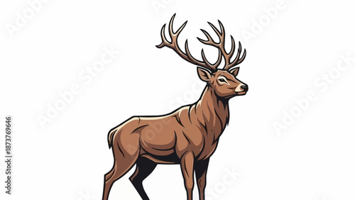 Majestic Stag With Large Antlers Standing Proudly.