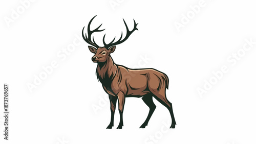 Majestic Stag With Large Antlers Standing Proudly.
