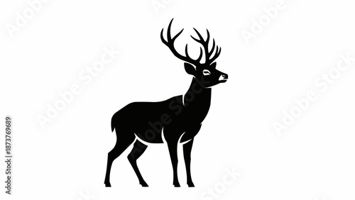 Majestic Stag Silhouette with Antlers Standing Proudly.