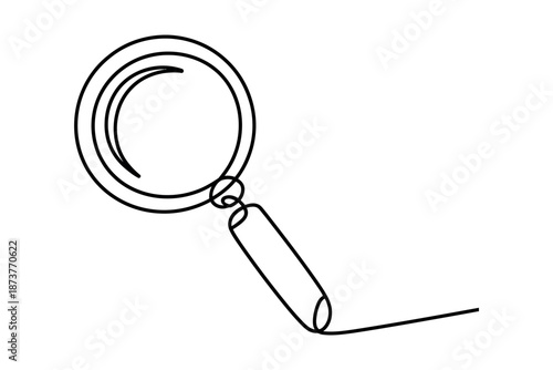 A simple line drawing of a magnifying glass on a white background