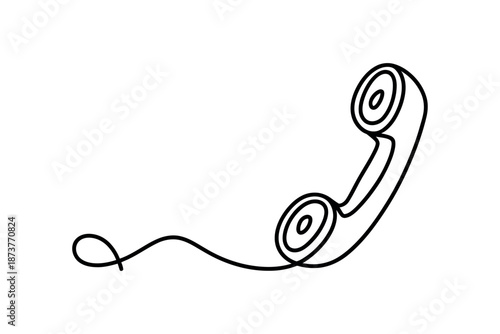 A simple line drawing of a vintage telephone handset with cord