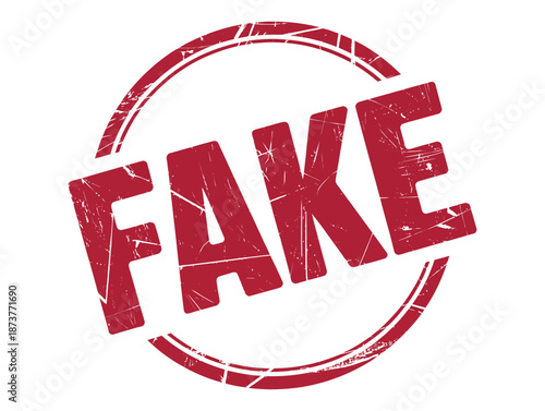 A red fake stamp on a white background with a circular border