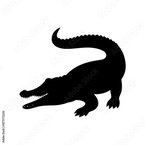 Silhouette of a reclining crocodile
