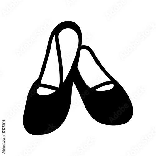 Elegant Black Ballet Slippers in a Simple Artistic Silhouette Graphic Design