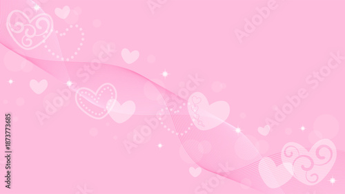 Pink Background Decorated With Sparkling Pink Love Heart Pattern Ornaments