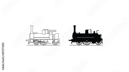 Three different colored trains side by side on a white background