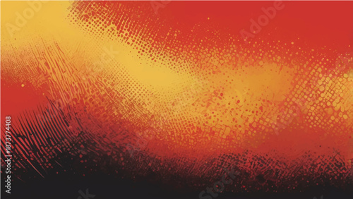 An abstract orange grunge background featuring a bright fire design with a glowing flame pattern and hot energy texture creates a vibrant art backdrop with space for text