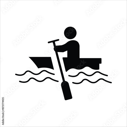rowing boat icons. simple solid vector