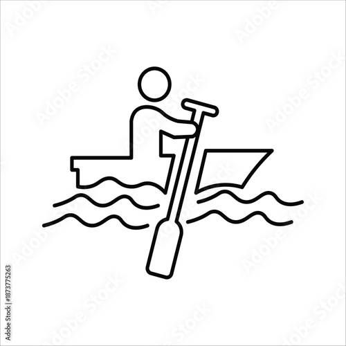 rowing boat icons. simple line vector