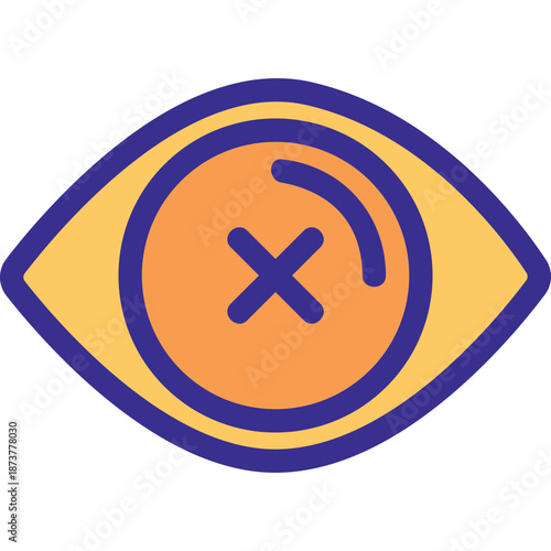 Eye icon with a cross mark symbolizing vision impairment or blindness