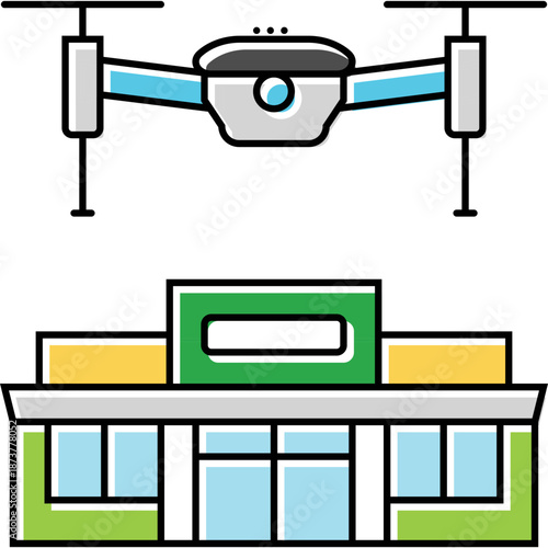 Drone flying over building icon